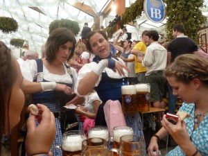 Beer ladies doing their at Oktoberfest