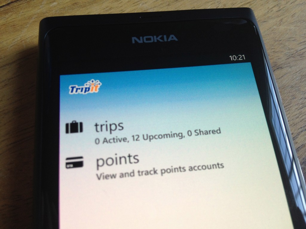 Nokia Lumia 800 - TripIt